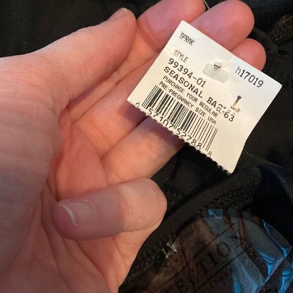 Motherhood Maternity Black One Piece Swimsuit Bathing Suit Beach Bump Large L - Picture 5 of 7